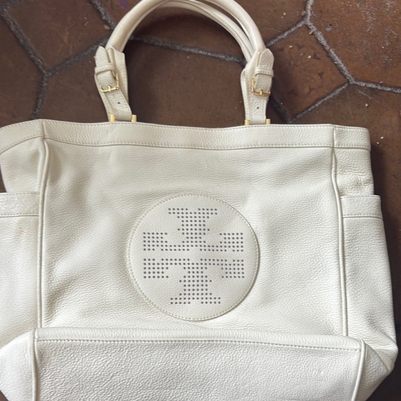Tory Burch Cream Structured Tote Bag - Picture 1 of 3